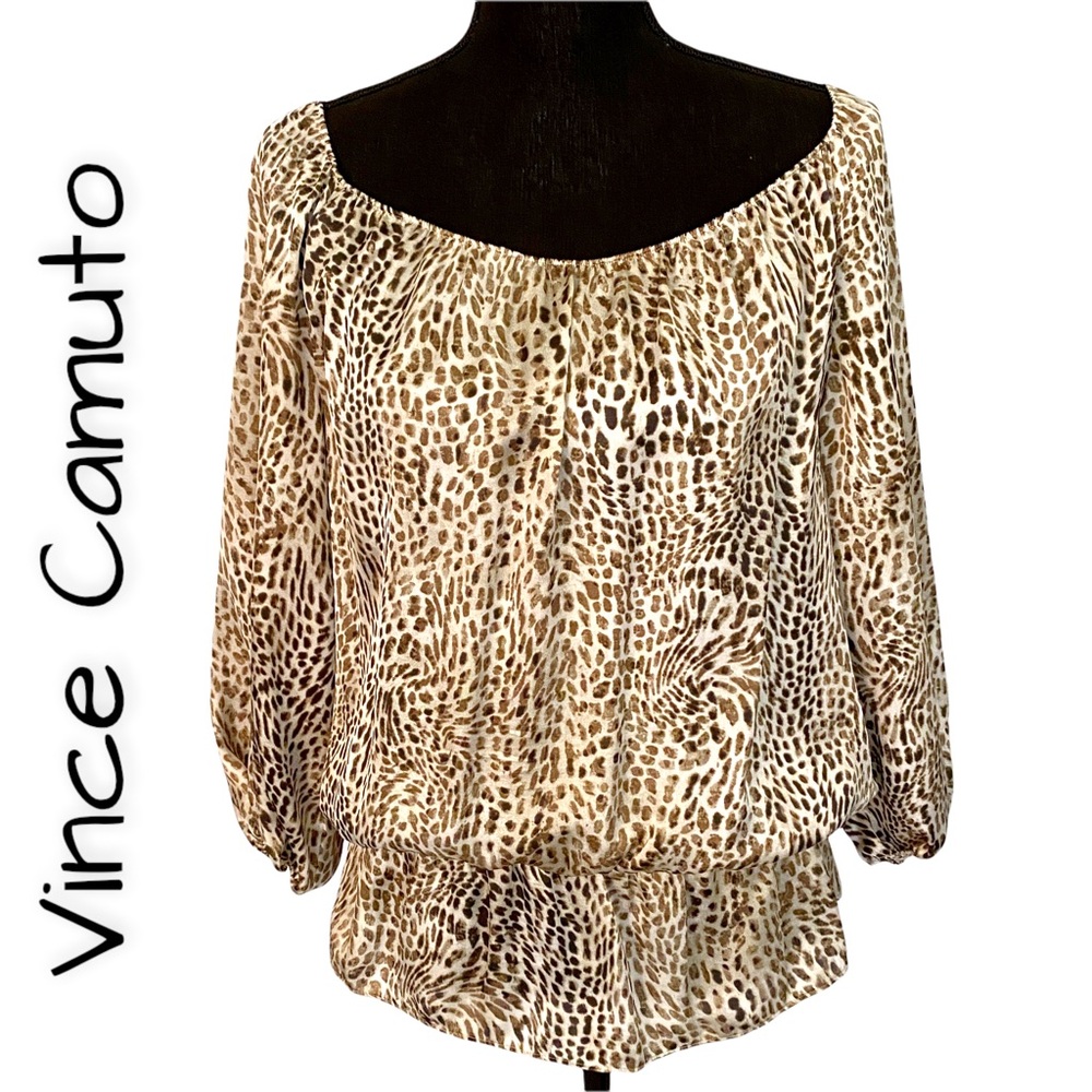 VINCE CAMUTO Leopard Blouse, Small